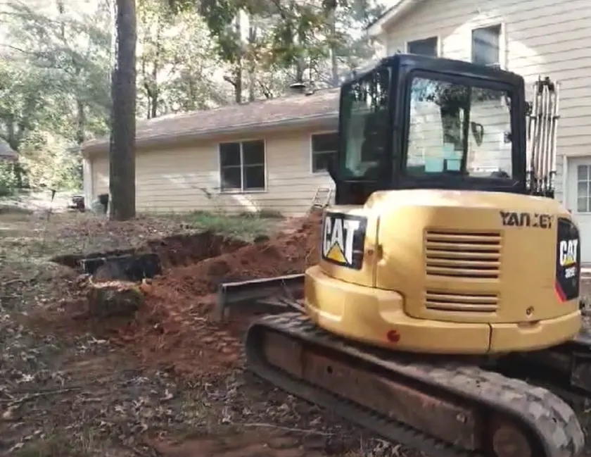 Septic tank excavation in Snellville.